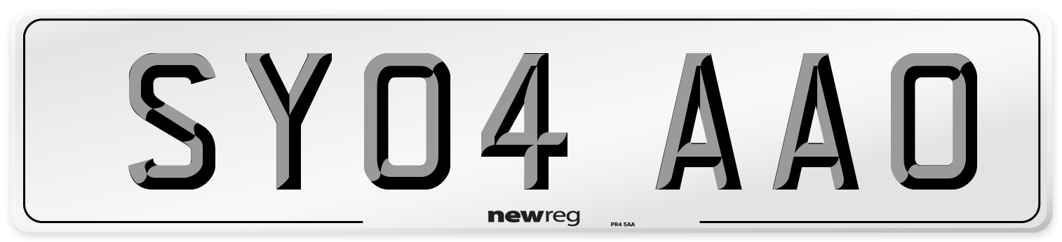 SY04 AAO Number Plate from New Reg